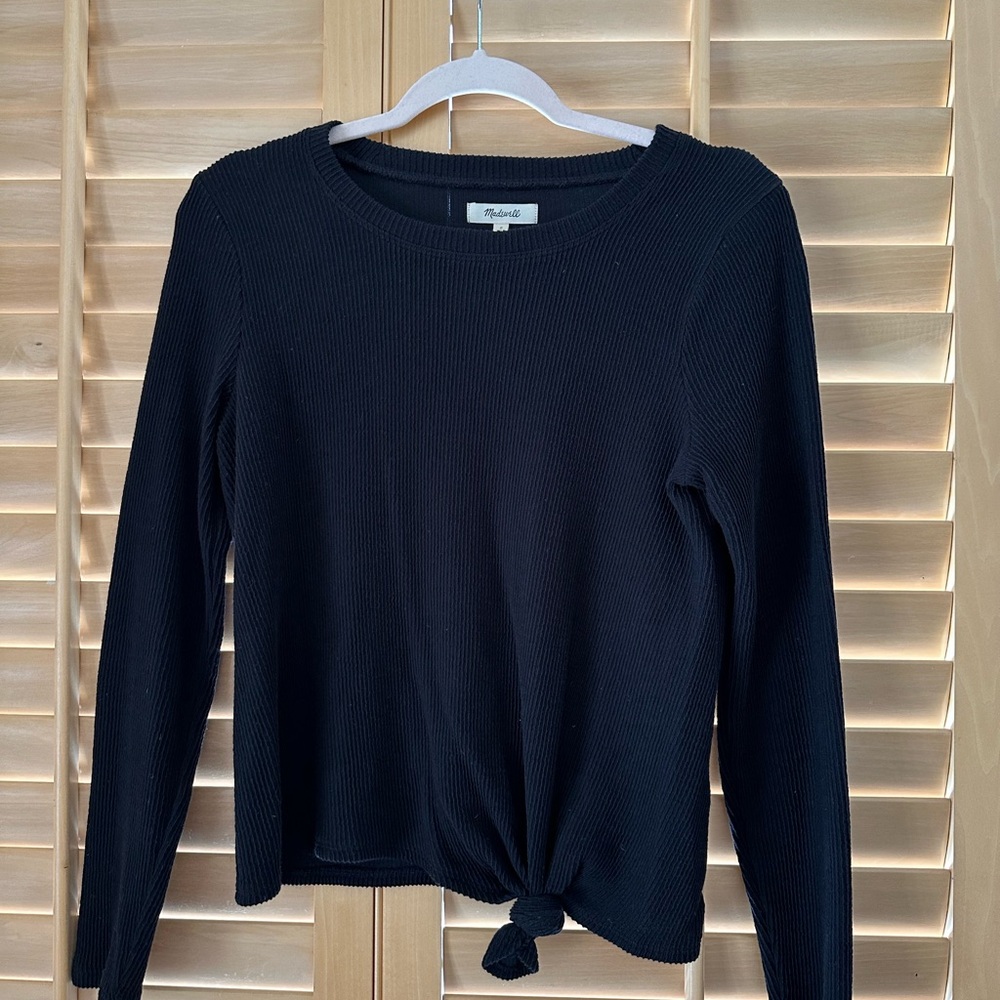 Madewell Black Ribbed Knot Sweatshirt